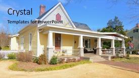  Presentation with house - Audience pleasing presentation theme consisting of historic antebellum house in madison backdrop and a light blue colored foreground