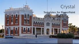  Presentation with marina - Presentation design with historic-architecture-at-the-valencia background and a light blue colored foreground