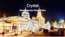  Presentation with street shanghai night - Presentation theme enhanced with historic architecture panorama at night background and a  colored foreground