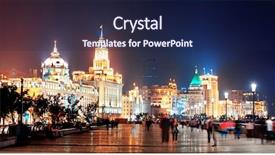  Presentation with street lights - Slides consisting of historic architecture panorama at night background and a navy blue colored foreground