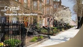  Presentation with bedford stuyvesant brownstones apartment buildings - Presentation having historic boston - back bay brownstones in early background and a violet colored foreground