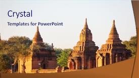  Presentation with myanmar bagan - Beautiful slide set featuring historic buddhist pagodas in bagan backdrop and a sky blue colored foreground