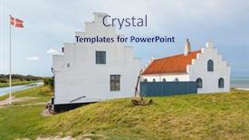  Presentation with gst - Presentation design featuring historic-building-of-limfjordsmuseet-between background and a sky blue colored foreground