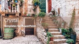  Presentation with flower pots - Cool new presentation design with historic-buildings-in-trogir-old backdrop and a coral colored foreground