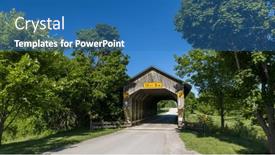  Presentation with bridge - Presentation design having historic-caine-road-covered-bridge background and a teal colored foreground