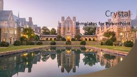  Presentation with usa - Slide set having historic-campus-at-twilight background and a light blue colored foreground