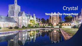  Presentation with usa - Presentation design enhanced with historic-campus-at-twilight background and a royal blue colored foreground