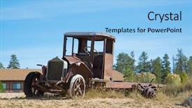  Presentation with old car - Beautiful slides featuring historic cars - abandond rusty wrecks backdrop and a light blue colored foreground