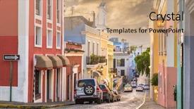  Presentation with san juan puerto rico - Audience pleasing PPT layouts consisting of historic cars - san juan puerto rico old backdrop and a coral colored foreground
