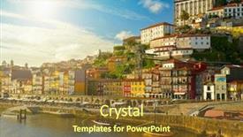  Presentation with of smart city connections - Cool new theme with historic center city of porto backdrop and a tawny brown colored foreground