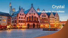  Presentation with dusk - Presentation theme consisting of historic center of frankfurt background and a teal colored foreground
