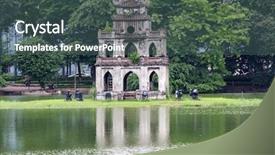  Presentation with vietnam hanoi - Beautiful slides featuring historic centre of hanoi backdrop and a ocean colored foreground