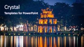  Presentation with vietnam hanoi - Cool new presentation theme with historic centre of hanoi backdrop and a navy blue colored foreground