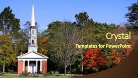  Presentation with ford - Slide set featuring historic church in henry ford background and a tawny brown colored foreground