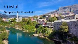  Presentation with view of rotterdam city - Amazing PPT theme having historic city of mostar bosnia backdrop and a  colored foreground
