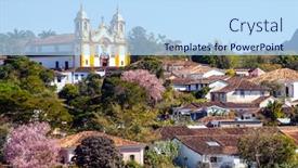  Presentation with city - Slide set having historic-city-of-tiradentes background and a sky blue colored foreground