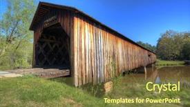  Presentation with history of usa - Theme featuring historic covered bridge at watson background and a tawny brown colored foreground