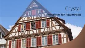  Presentation with dark building - Slide set with historic-half-timbered-building-made background and a light blue colored foreground