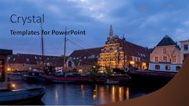  Presentation with canals - Presentation having historic-home-along-the-canals background and a light blue colored foreground