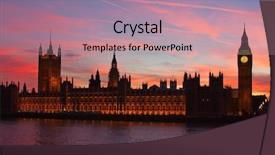  Presentation with london - Cool new presentation theme with historic house - famous big ben clock tower backdrop and a coral colored foreground