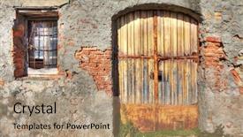  Presentation with old brick wall texture - Colorful slides enhanced with historic house - old brick wall with metal backdrop and a  colored foreground