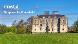  Presentation with romania history hunyad castle - Presentation design having historic house - portumna castle in co galway background and a teal colored foreground