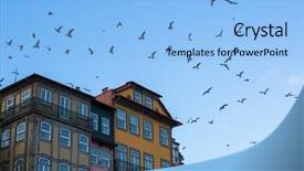  Presentation with seagull - Presentation theme consisting of rome street city skyline - historic houses against the sky background and a light blue colored foreground