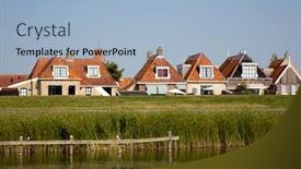  Presentation with indian historic places - Audience pleasing theme consisting of historic-houses-behind-te-dike backdrop and a light blue colored foreground