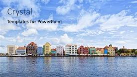  Presentation with colorful - Slides having historic-houses-with-colorful-facades background and a light blue colored foreground