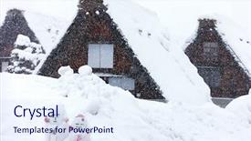  Presentation with travel japan - Beautiful slides featuring historic japanese village shirakawa-go at winter travel landmark of japan backdrop and a sky blue colored foreground