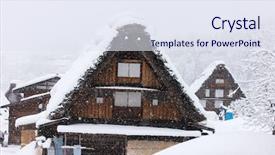  Presentation with travel japan - Beautiful theme featuring historic-japanese-village-shirakawa-go backdrop and a sky blue colored foreground