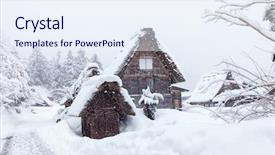  Presentation with travel japan - Slide deck featuring historic japanese village shirakawa-go background and a sky blue colored foreground