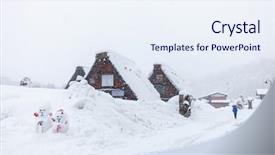  Presentation with travel japan - Slides having historic-japanese-village-shirakawa-go background and a sky blue colored foreground