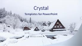  Presentation with japan travel - Cool new slides with historic japanese village shirakawa-go at winter travel landmark of japan backdrop and a sky blue colored foreground