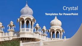  Presentation with architecture - Presentation design with historic-jaswant-thada-architecture background and a teal colored foreground