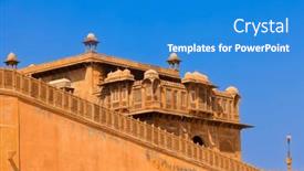  Presentation with india fort - Presentation having historic-junagarh-fort-architecture background and a teal colored foreground