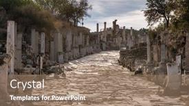  Presentation with ancient roman - PPT theme with historic-marble-slabs background and a coral colored foreground