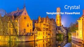  Presentation with buildings - PPT theme consisting of historic-medieval-buildings-along background and a cobalt blue colored foreground
