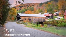  Presentation with bridge - Colorful presentation design enhanced with historic-mill-covered-bridge backdrop and a gray colored foreground