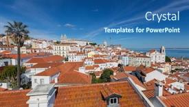  Presentation with old - Audience pleasing slide deck consisting of historic-old-district-alfama backdrop and a ocean colored foreground