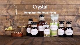  Presentation with history - Presentation enhanced with historic old pharmacy bottles background and a coral colored foreground