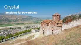  Presentation with albania - Presentation theme consisting of historic-orthodox-holy-trinity-church background and a teal colored foreground