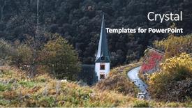  Presentation with church - Presentation theme featuring historic-pfarrkirche-st-martin-church and a tawny brown colored foreground
