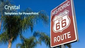  Presentation with palm tree - Cool new slides with historic route 66 highway sign backdrop and a ocean colored foreground