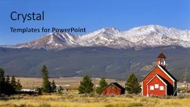  Presentation with rocky mountains - Slide set enhanced with abstract 3d background with array of blue boxes background and a light blue colored foreground