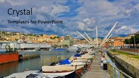  Presentation with port popular - Beautiful PPT theme featuring historic seaport of genoa genova backdrop and a seafoam green colored foreground