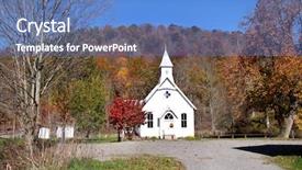  Presentation with history church - Beautiful slide set featuring historic small church backdrop and a teal colored foreground