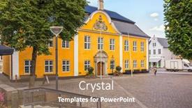  Presentation with town hall - Presentation design consisting of historic-town-hall-of-aalborg background and a coral colored foreground