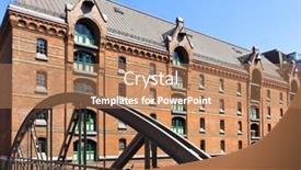  Presentation with hamburg - PPT theme having historic warehouse at speicherstadt hamburg background and a coral colored foreground