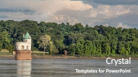  Presentation with water river - Slide deck consisting of historic water intake tower number background and a  colored foreground